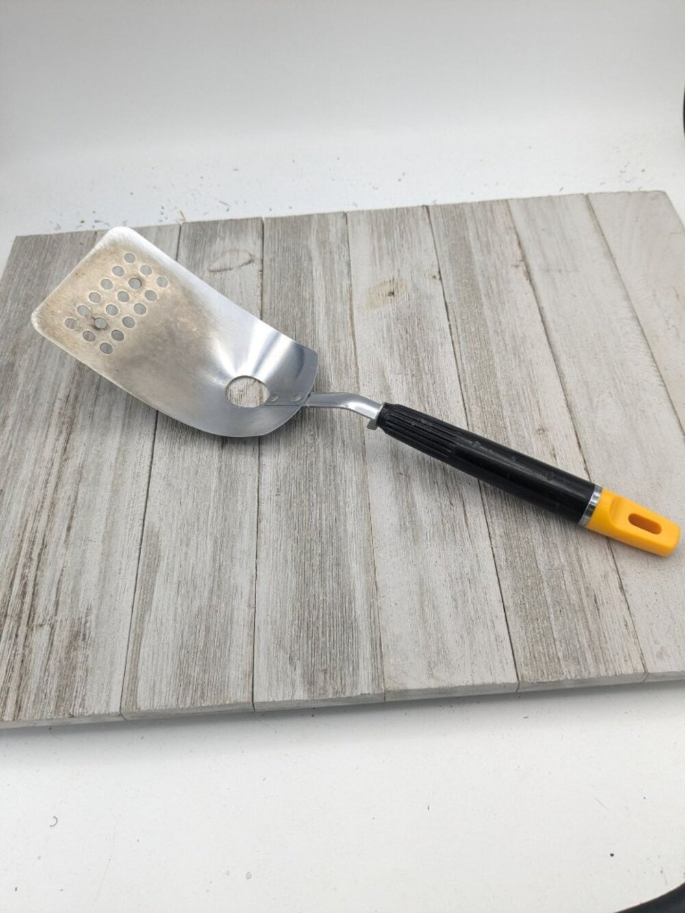 Top Drawer Stainless Steel #1 Slotted Spatula W/ Drain Hole Black Yellow Handle